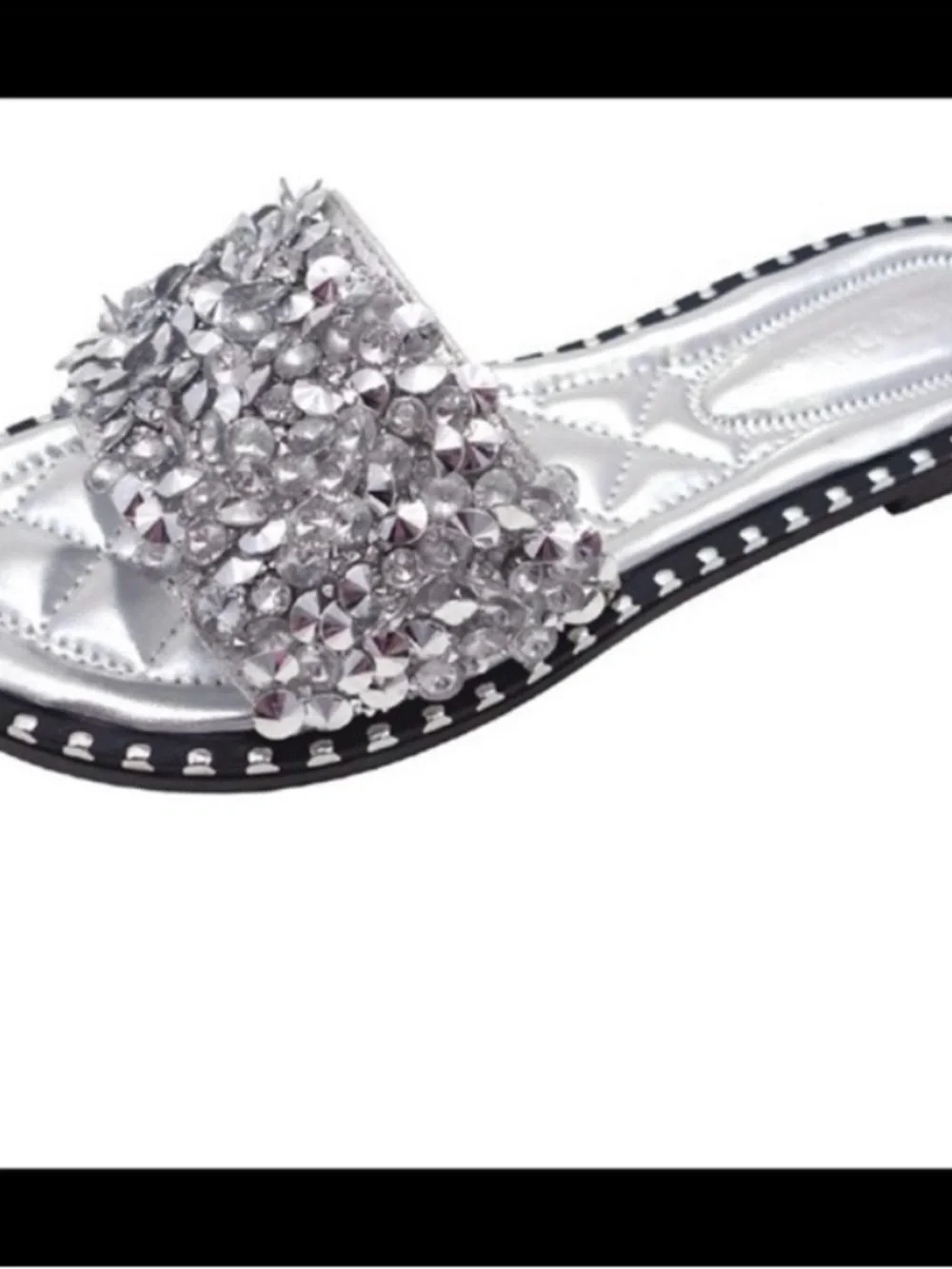 🔥 NEW Sparkling Rhinestone Crystal Slide Flip Flop Silver Sandal in Women🔥